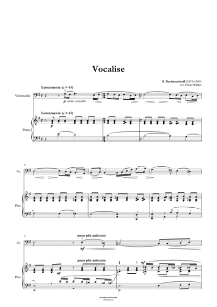 Vocalise (Rachmaninoff) for Cello and Piano image number null