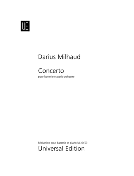 Milhaud Konzert Perc Pft Red Op. 109 by Darius Milhaud Chamber Music - Sheet Music