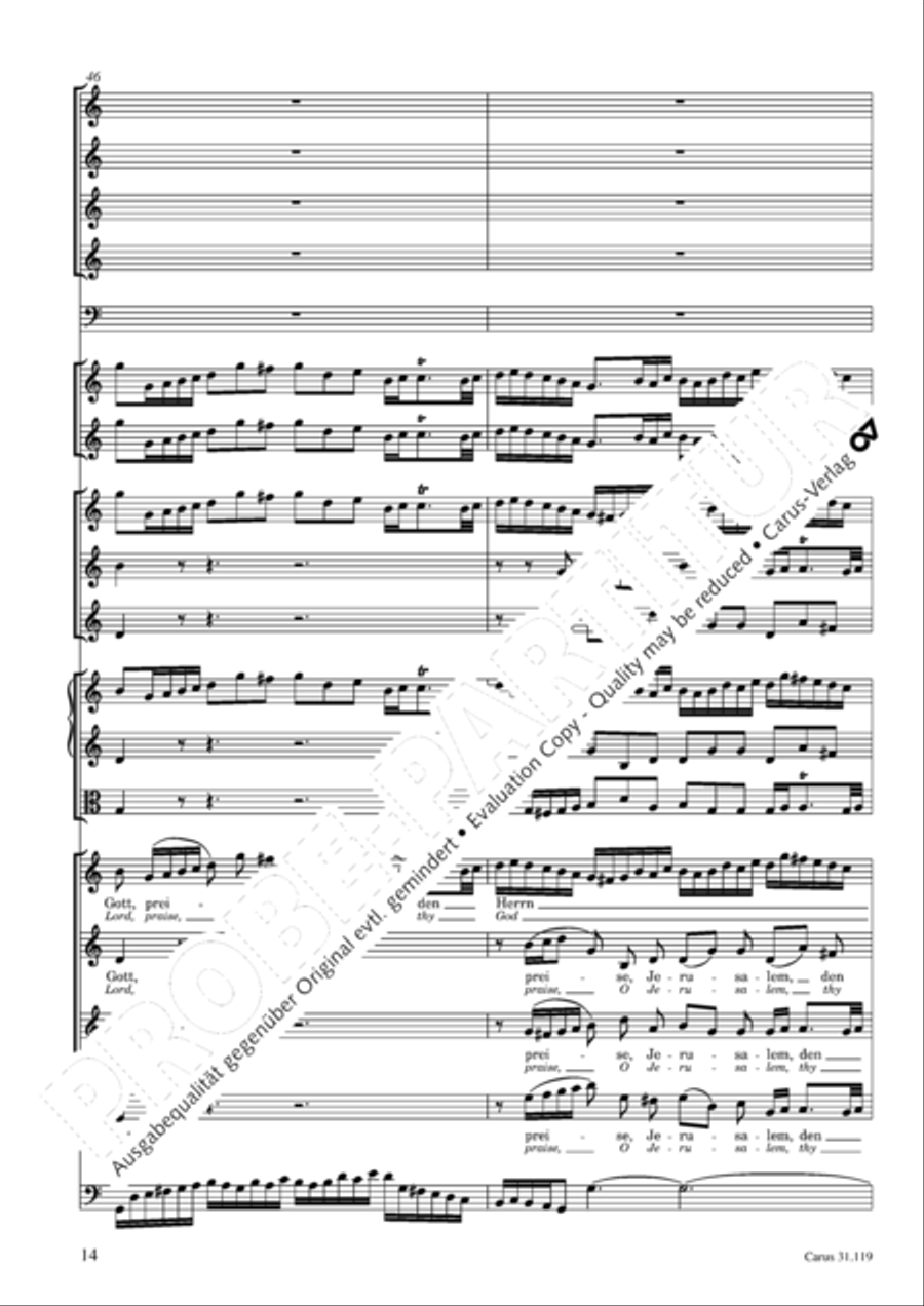 Praise the Lord, O Jerusalem (Preise, Jerusalem, den Herrn) 4-Part scores gallery preview page 15