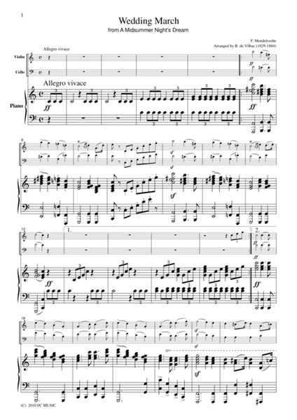 Mendelssohn Wedding March, for piano trio, PM101