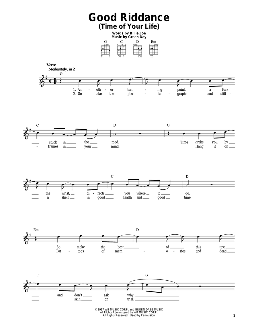 Good Riddance (Time Of Your Life) Acoustic Guitar scores gallery preview page 1
