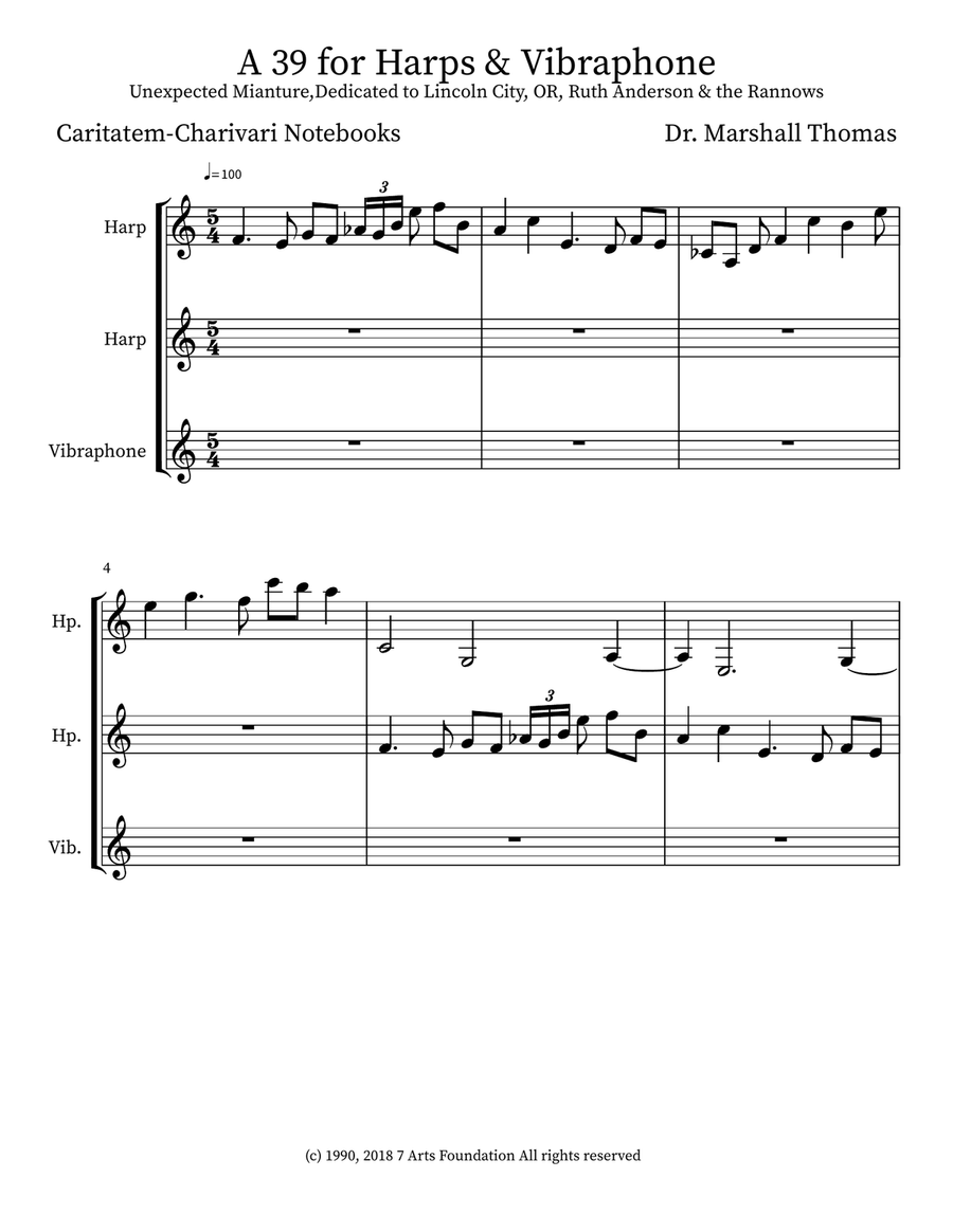 A 39 for Harps & Vibraphone Vibraphone scores gallery preview page 1