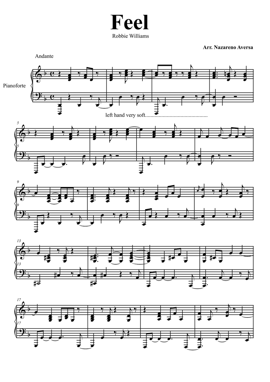 Feel Piano Solo scores gallery preview page 1