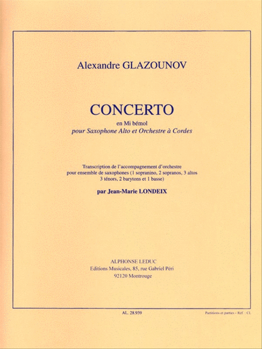 Concerto Op.109 In E Flat Major (saxophone Ensemble (5 Or More)) Saxophone Ensemble scores gallery preview page 1