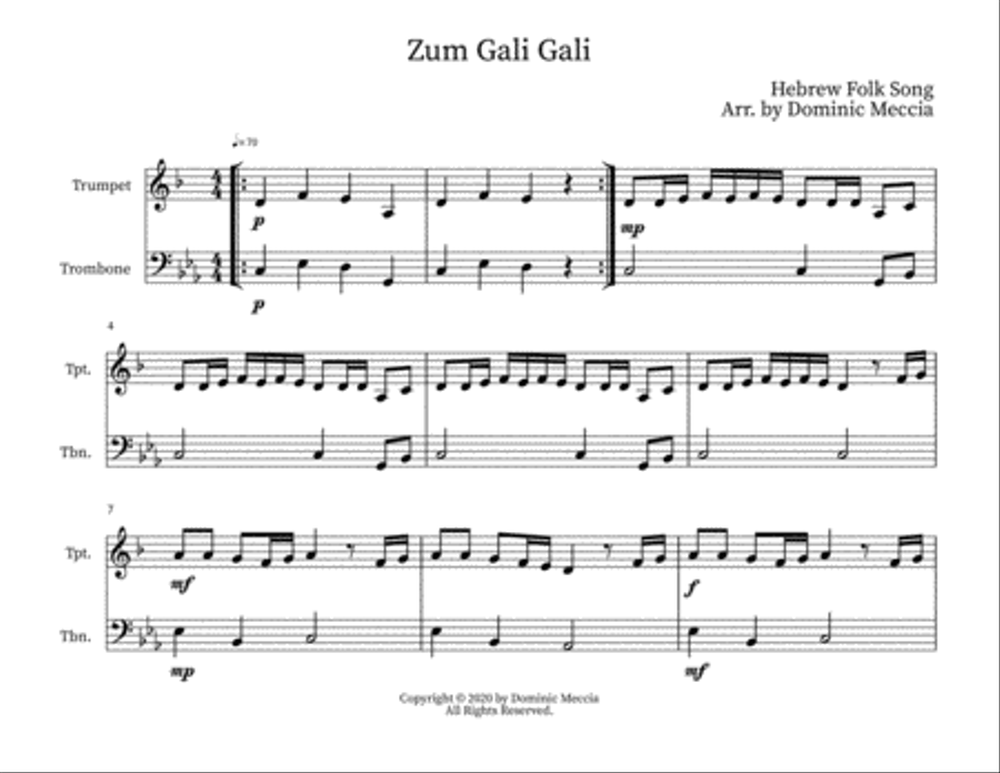 Zum Gali Gali- Trumpet and Trombone Duet