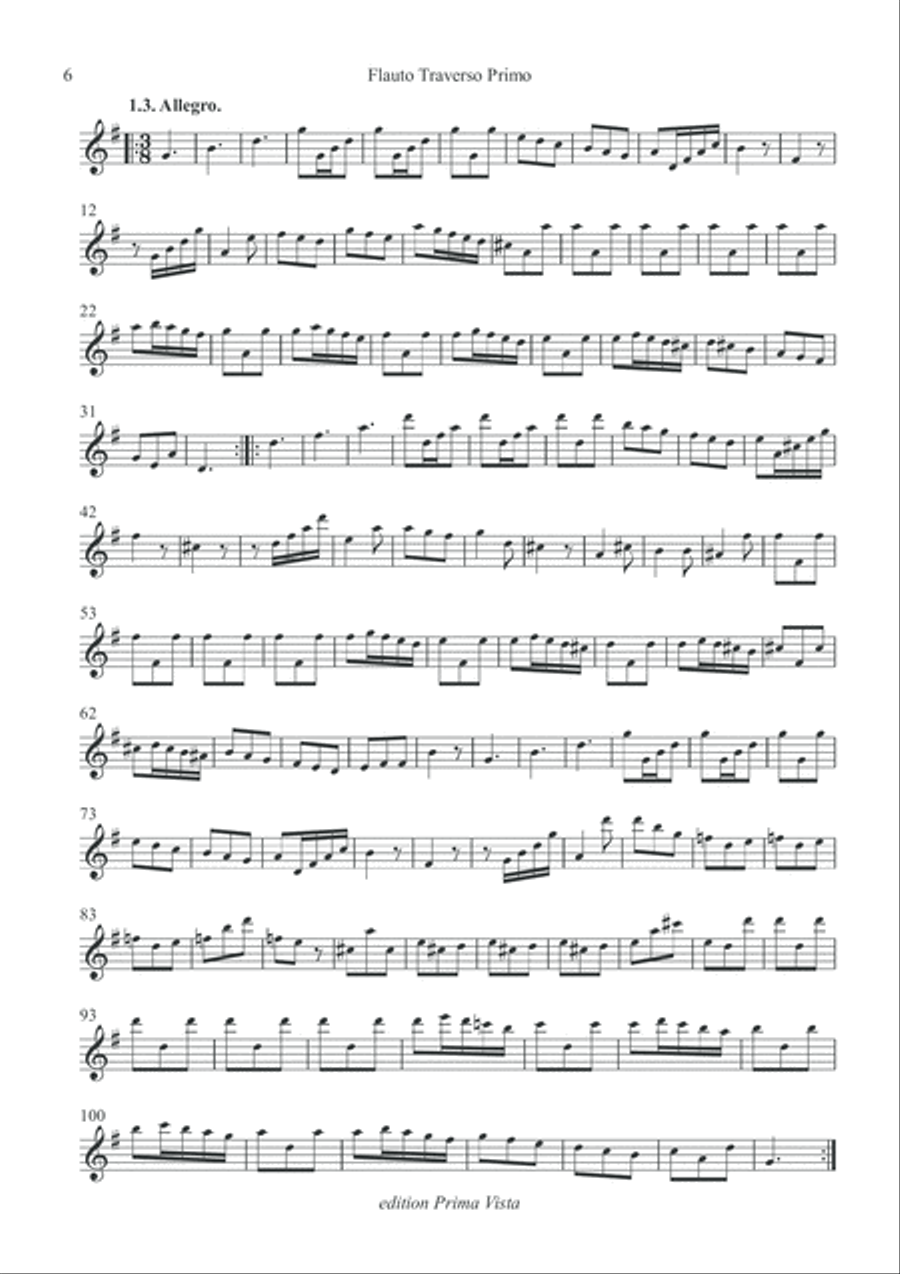 Johann Scherer, III Trios for Three Flutes, Parts Flute Trio scores gallery preview page 6