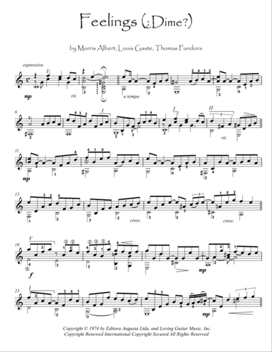 Feelings (?dime?) Classical Guitar scores gallery preview page 1