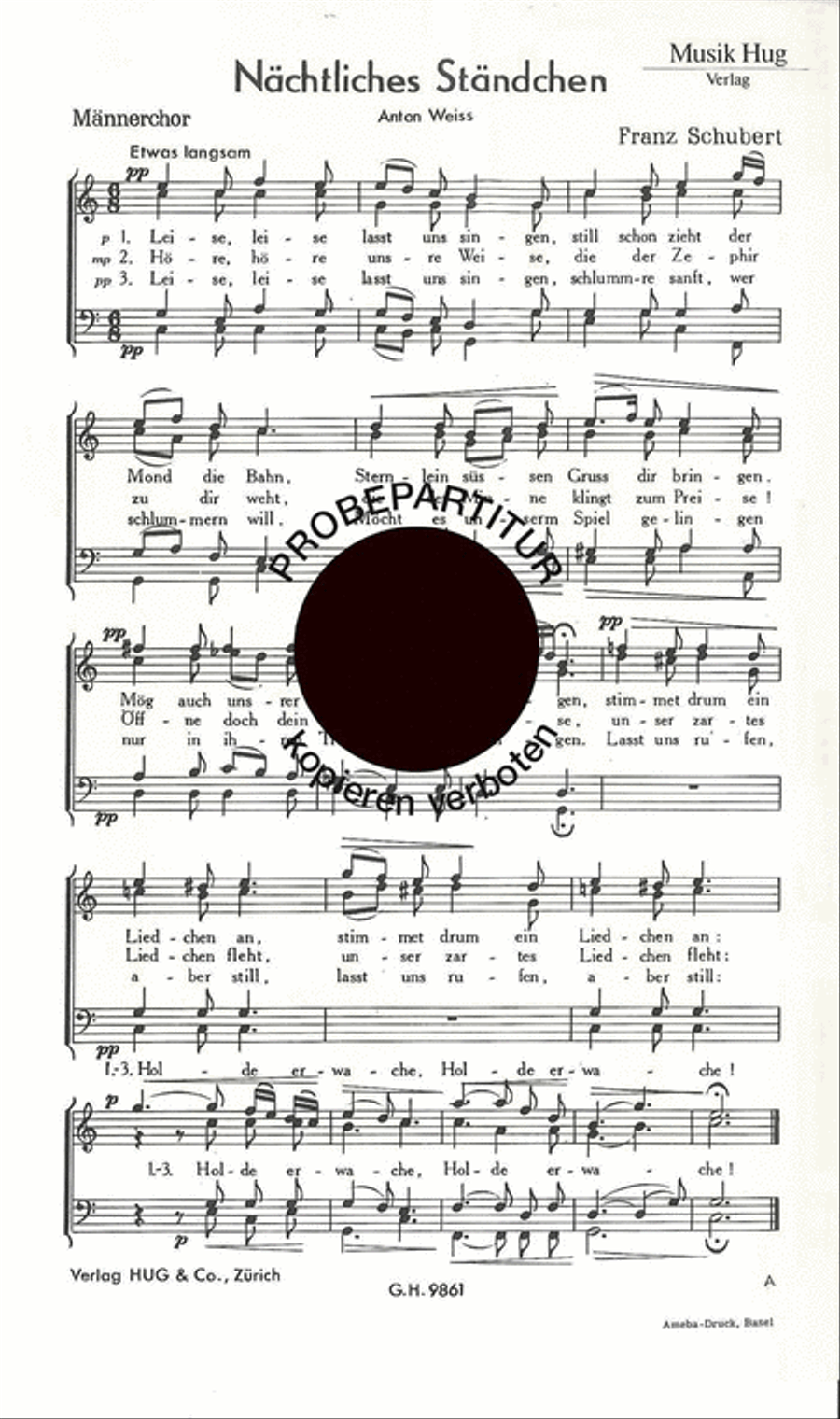 Nachtliches Standchen Men's Choir scores gallery preview page 1