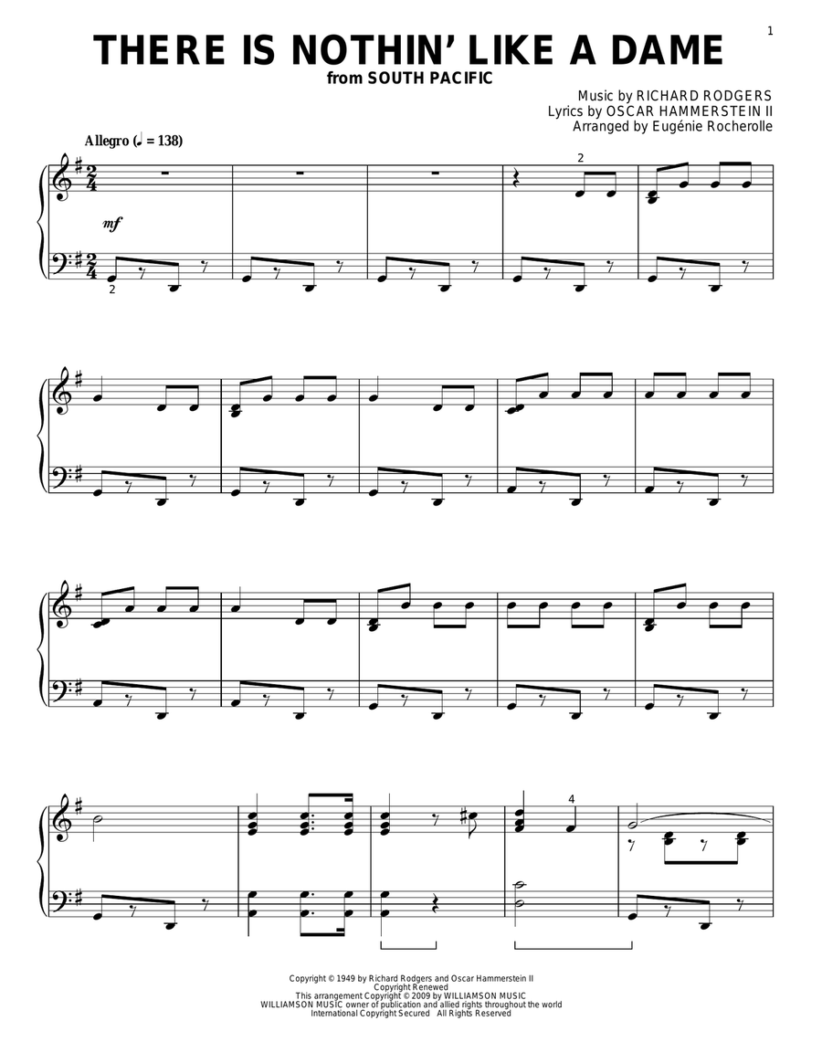 There Is Nothin' Like A Dame Piano Solo scores gallery preview page 1