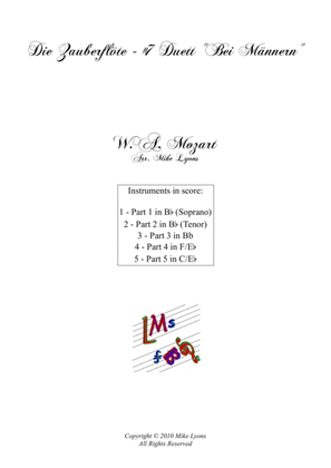 Book cover for Brass Quintet - Mozart - Bei Männern from Die Zauberflöte