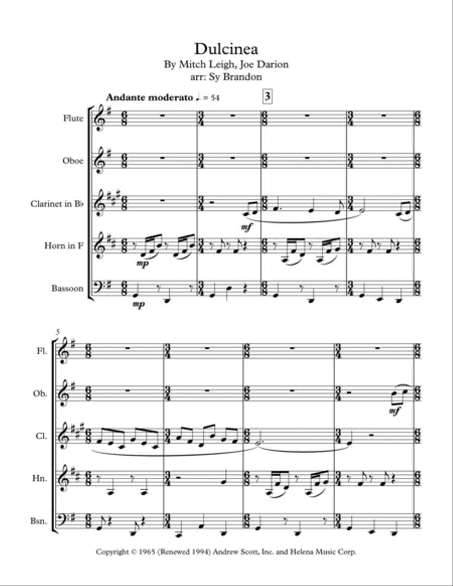 Dulcinea Dulcinea Woodwind Quintet scores gallery preview page 1