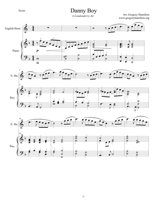 Danny Boy, a Londonderry Air arranged for English Horn and Piano