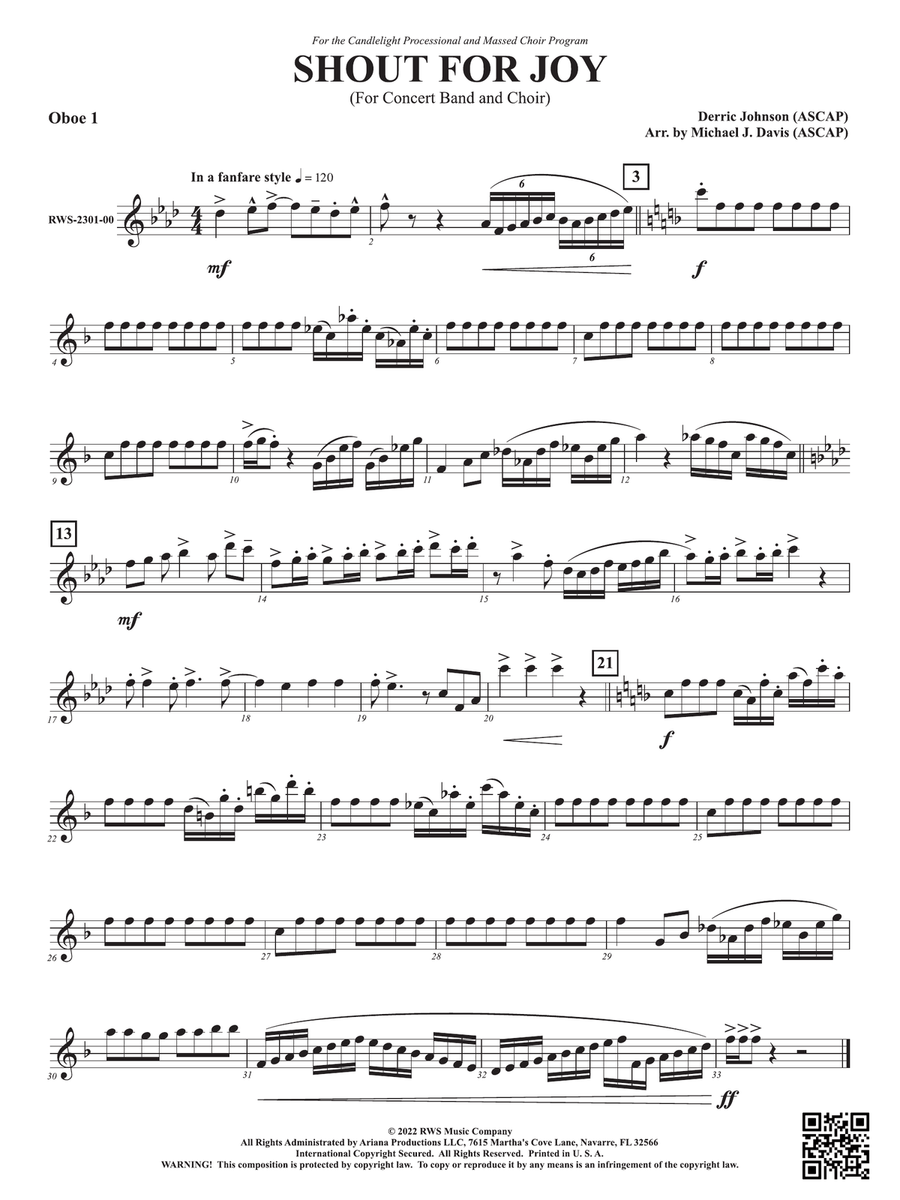 Shout for Joy - For Concert Band and Choir: Oboe