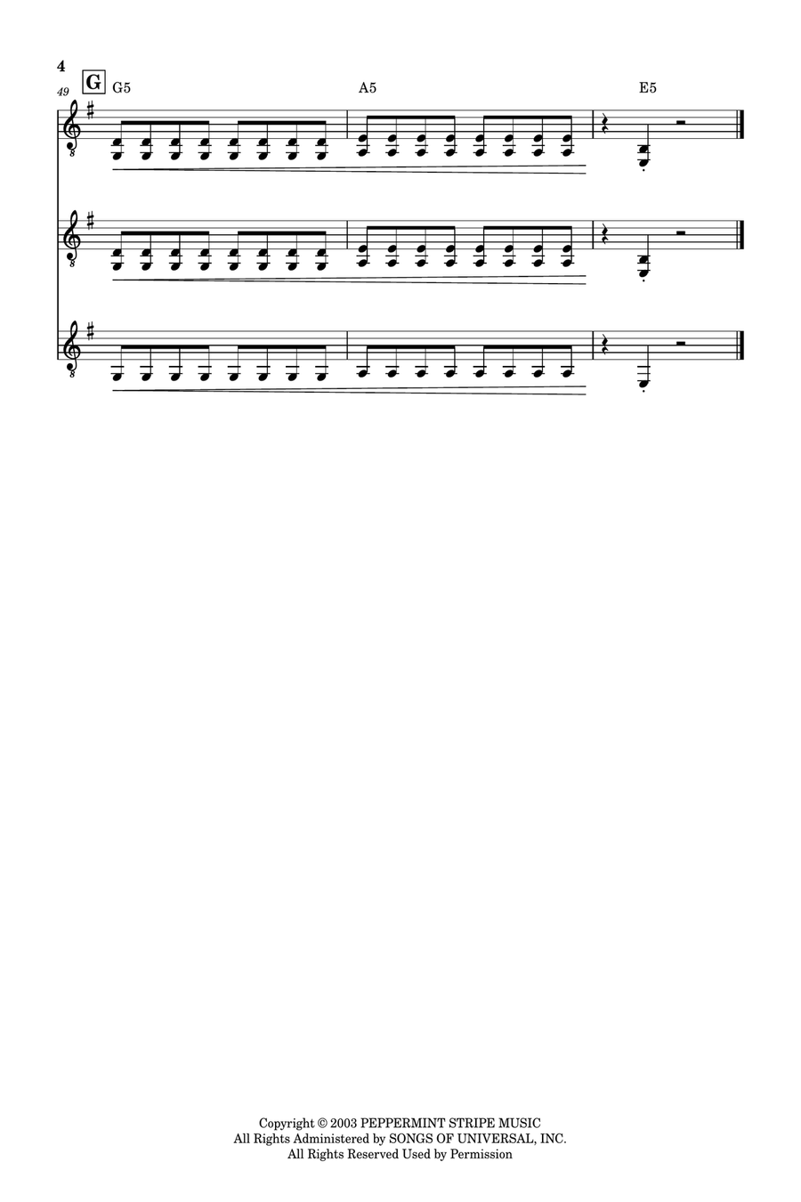 Seven Nation Army Guitar Ensemble scores gallery preview page 4