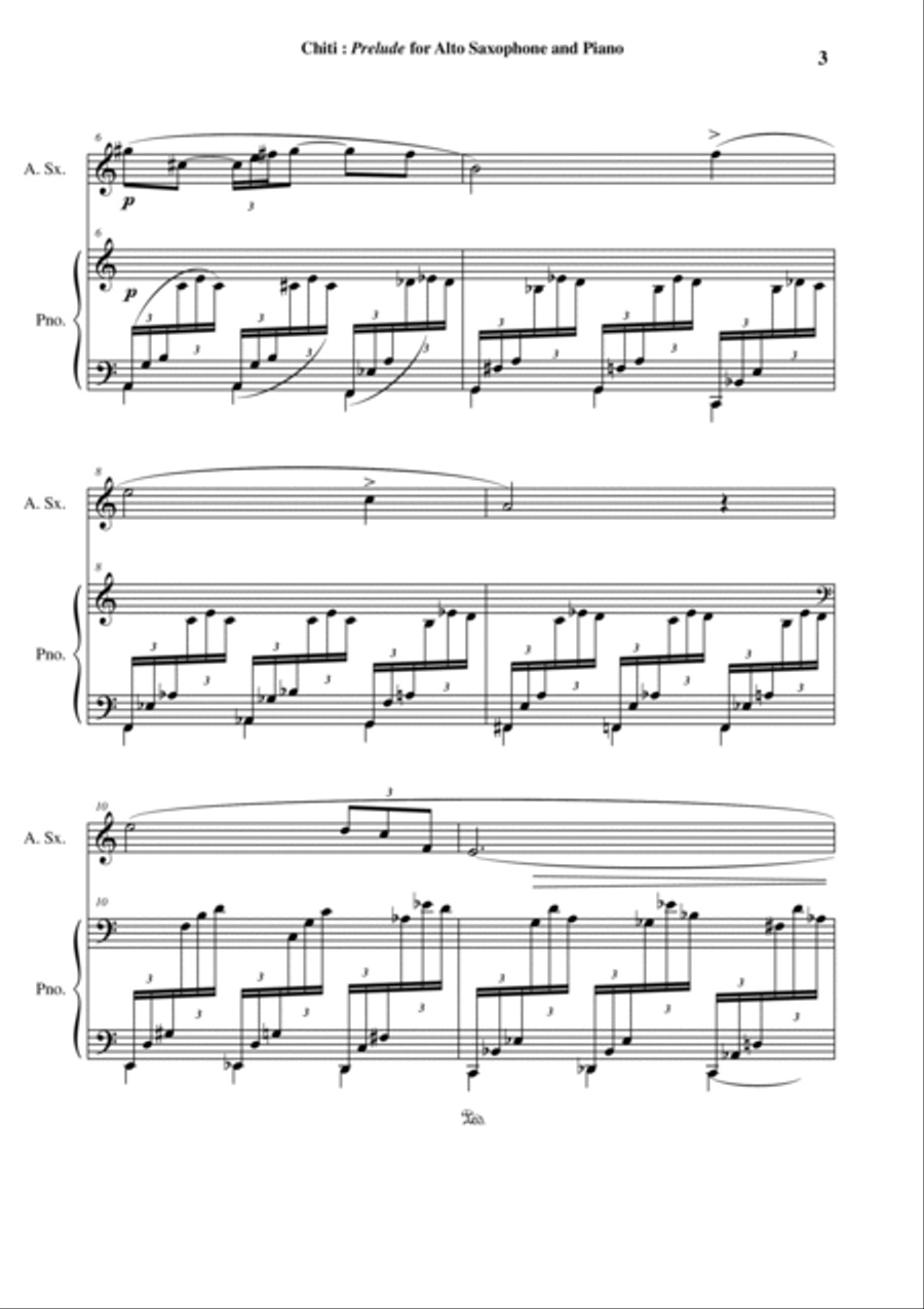 Gian Paolo Chiti: Prelude for alto saxophone and piano Woodwind Duet scores gallery preview page 3