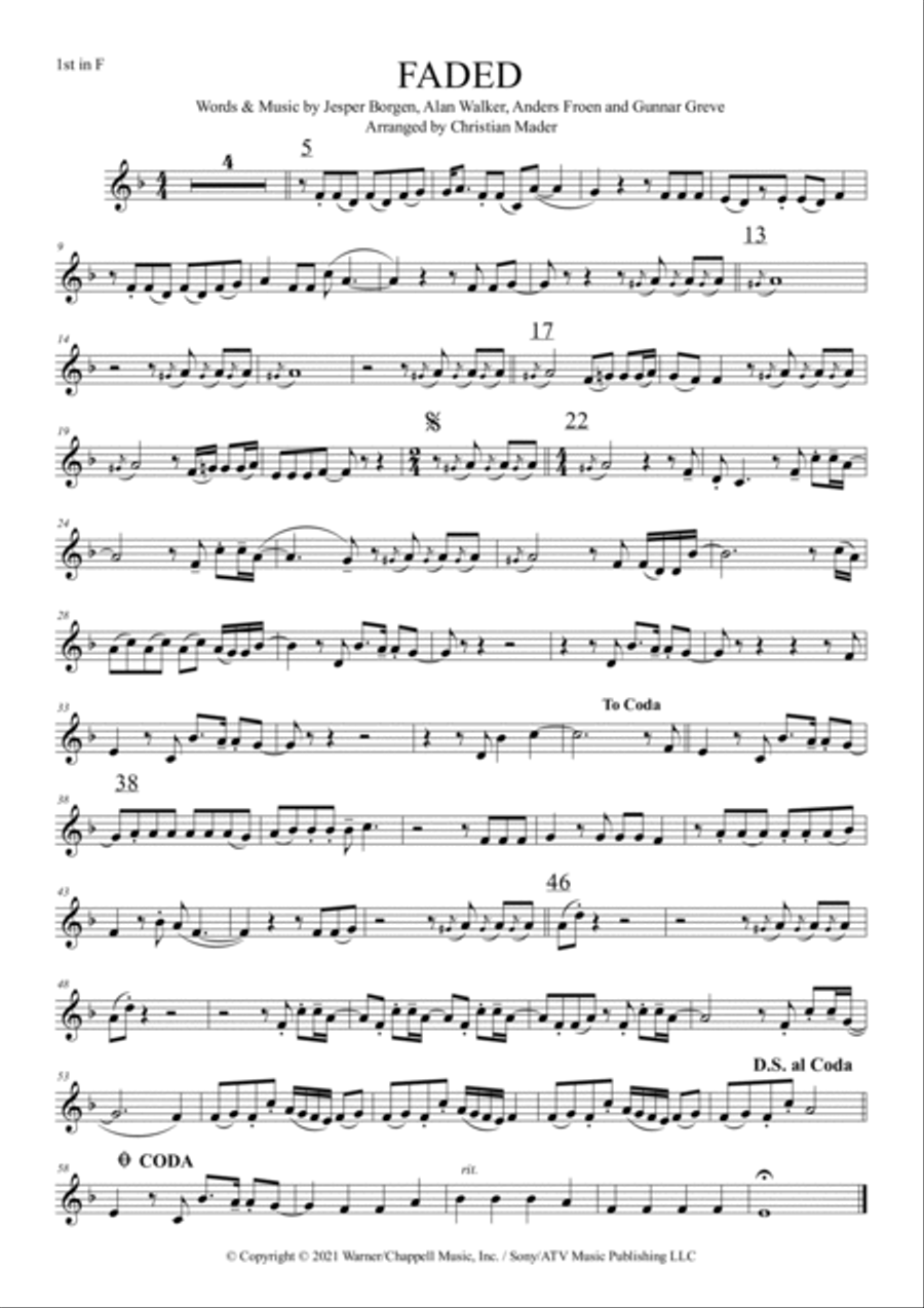 Faded Faded Trombone Duet scores gallery preview page 4
