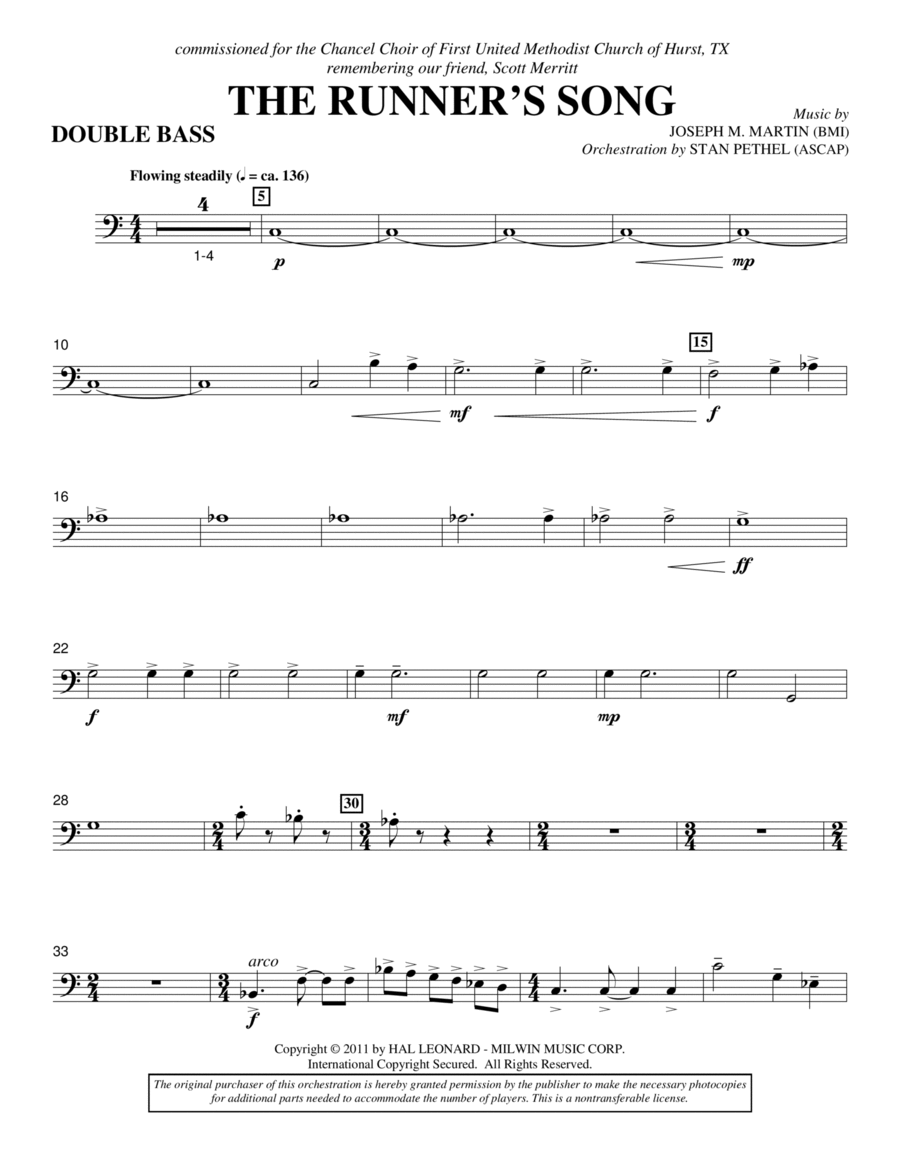 The Runner's Song - Double Bass Choir scores gallery preview page 1