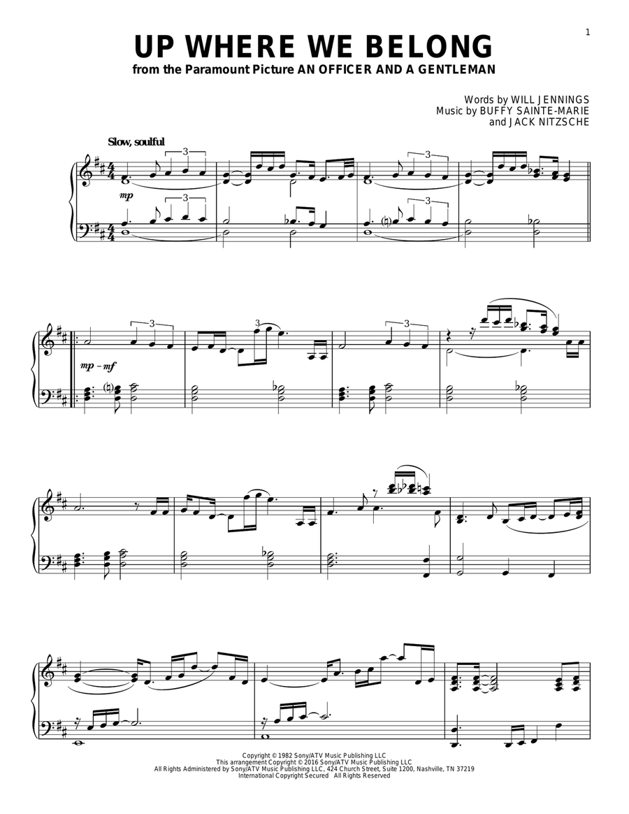 Up Where We Belong Piano Solo scores gallery preview page 1