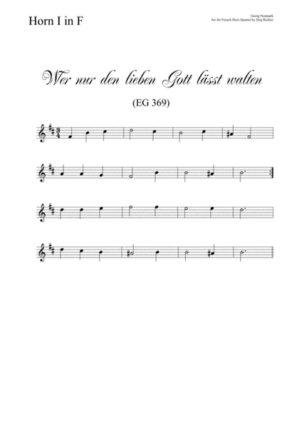 Wer nur den lieben Gott lässt walten (EG 369) für Horn Quartett image number null