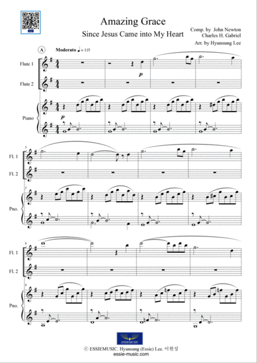 Amazing Grace for 2 flutes & Pno image number null