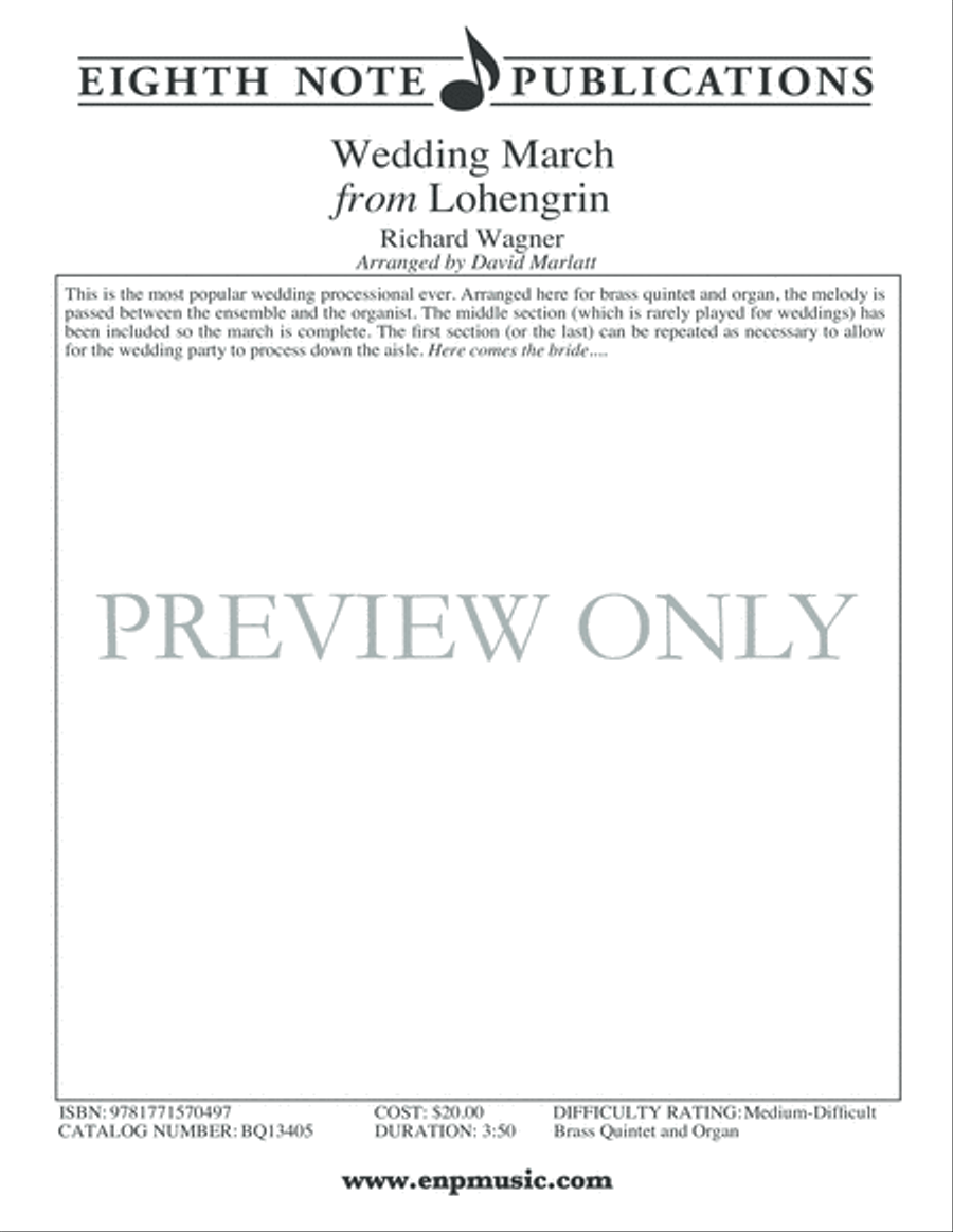 Wedding March from Lohengrin Brass Ensemble scores gallery preview page 2
