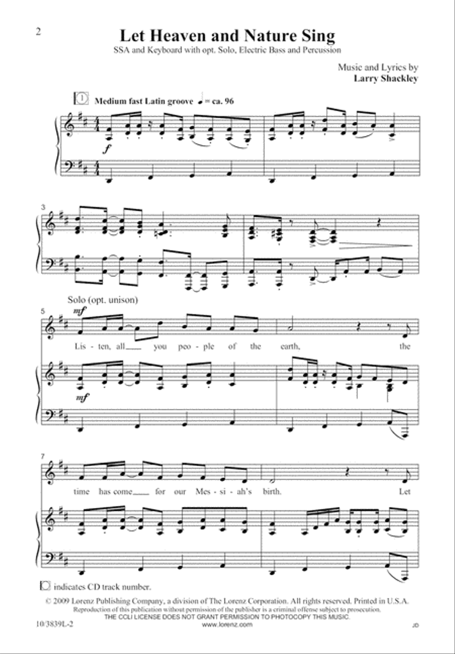 Let Heaven and Nature Sing SSA scores gallery preview page 3
