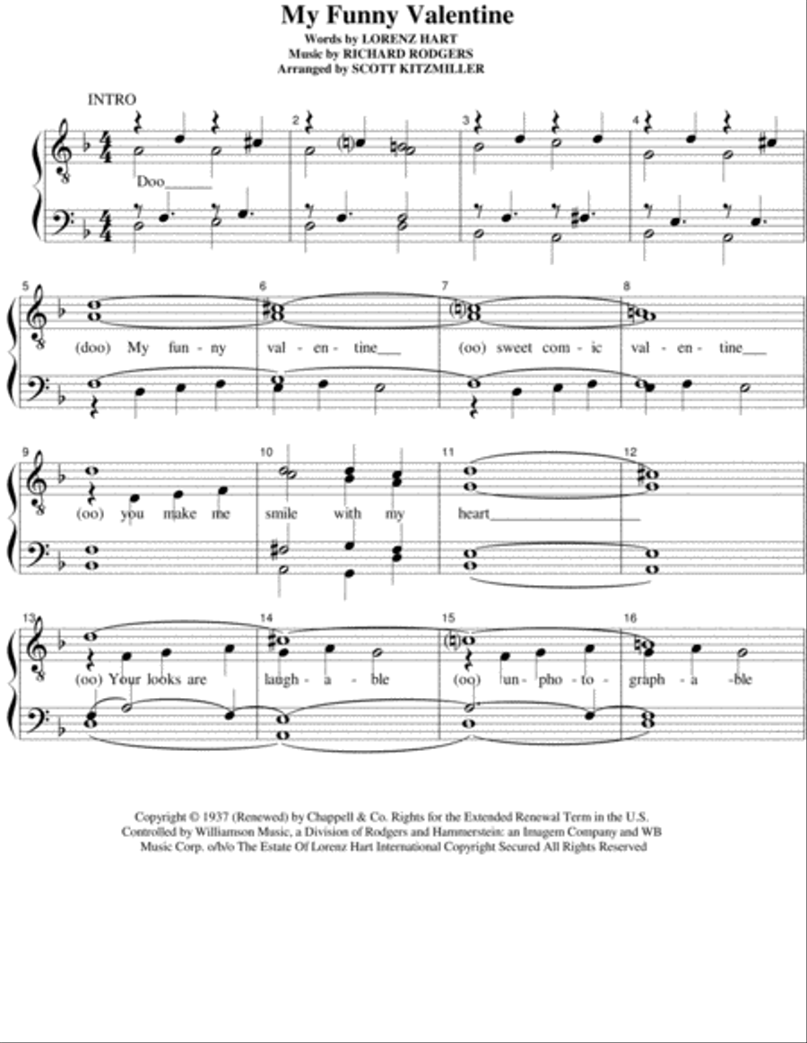 My Funny Valentine My Funny Valentine TTBB scores gallery preview page 1