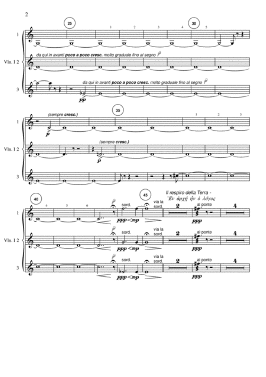 Stefano Maria Torchio: En Archè en o Logos - Violin 1 part Chamber Orchestra scores gallery preview page 2
