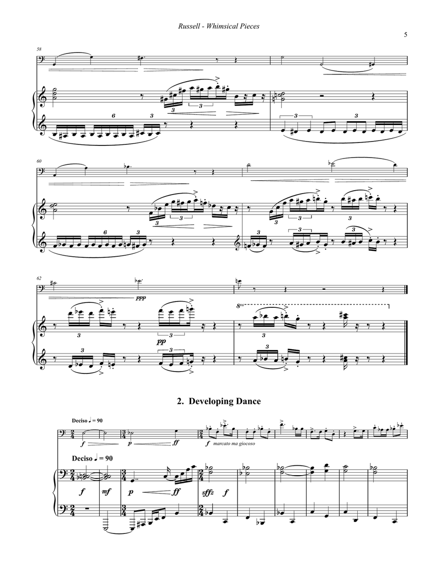 Whimsical Pieces for Trombone and Piano Piano scores gallery preview page 5