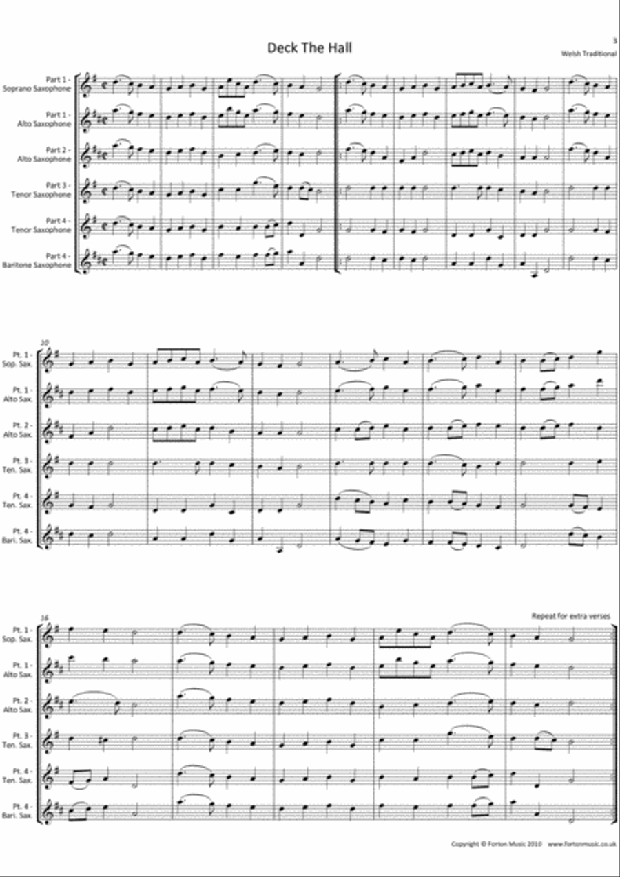 Christmas Collection Volume 2 Saxophone Ensemble scores gallery preview page 3