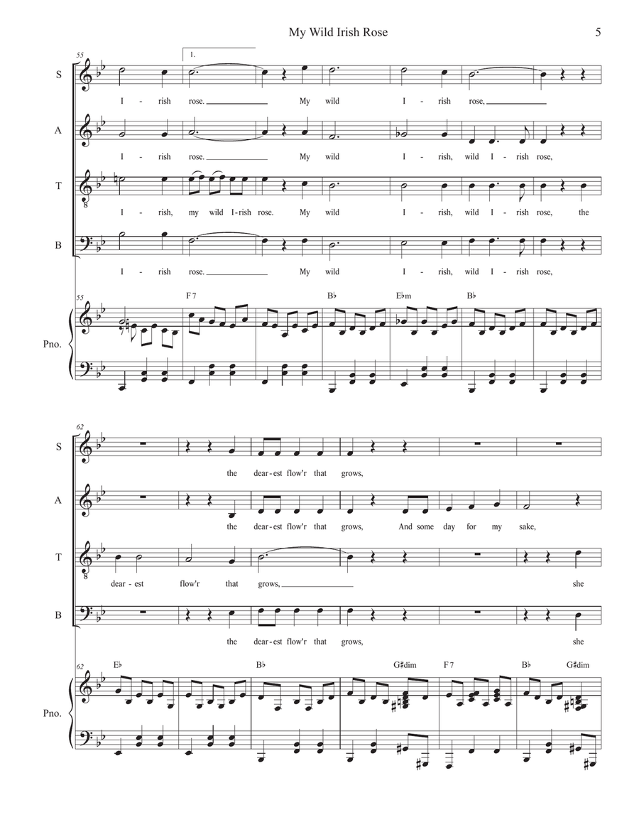 My Wild Irish Rose (SATB) 4-Part scores gallery preview page 5