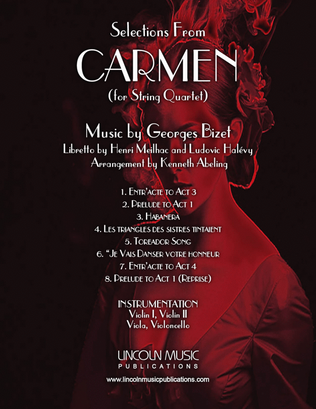 Bizet – Selections from CARMEN (for String Quartet)