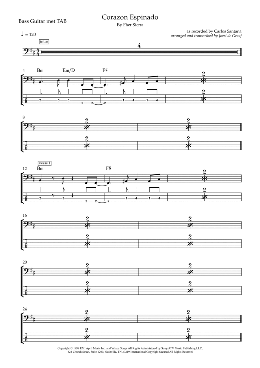 Corazon Espinado Guitar Tablature scores gallery preview page 1