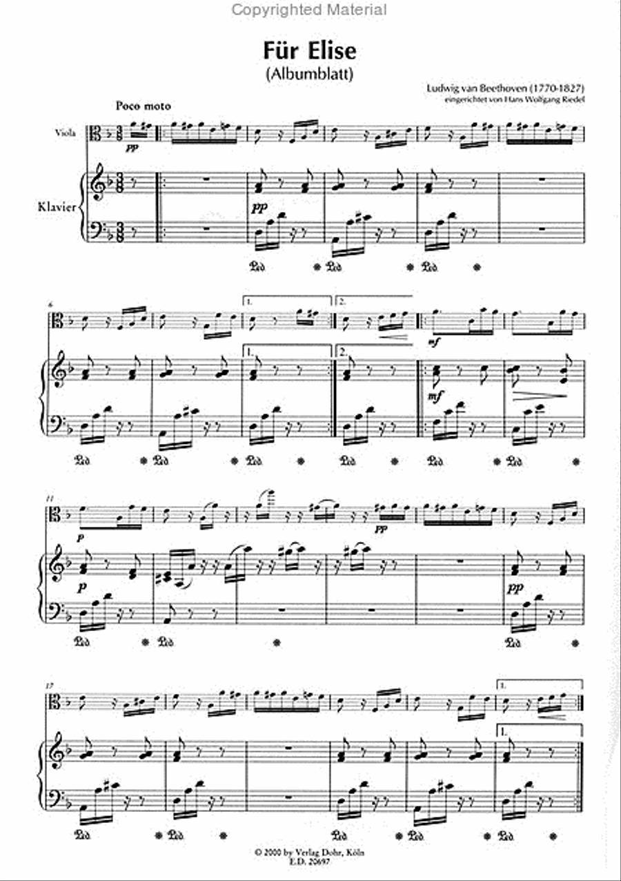 Für Elise -Albumblatt für Viola und Klavier- Piano Accompaniment scores gallery preview page 2