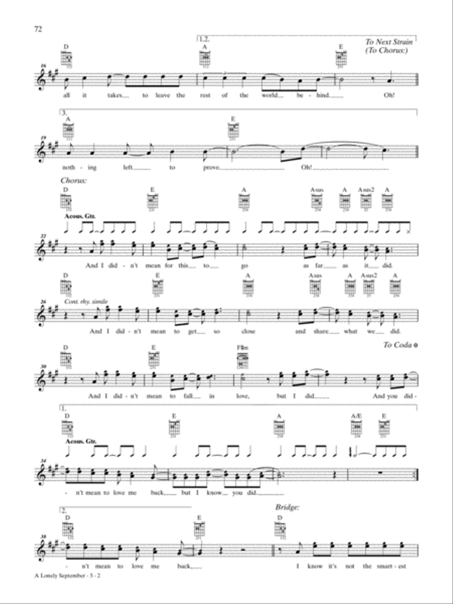 A Lonely September Guitar Tablature scores gallery preview page 2