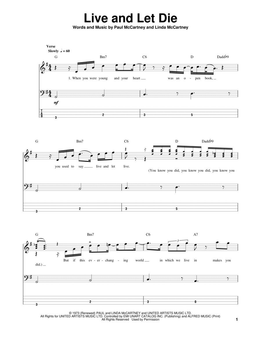 Live And Let Die Live And Let Die Guitar Tablature scores gallery preview page 1