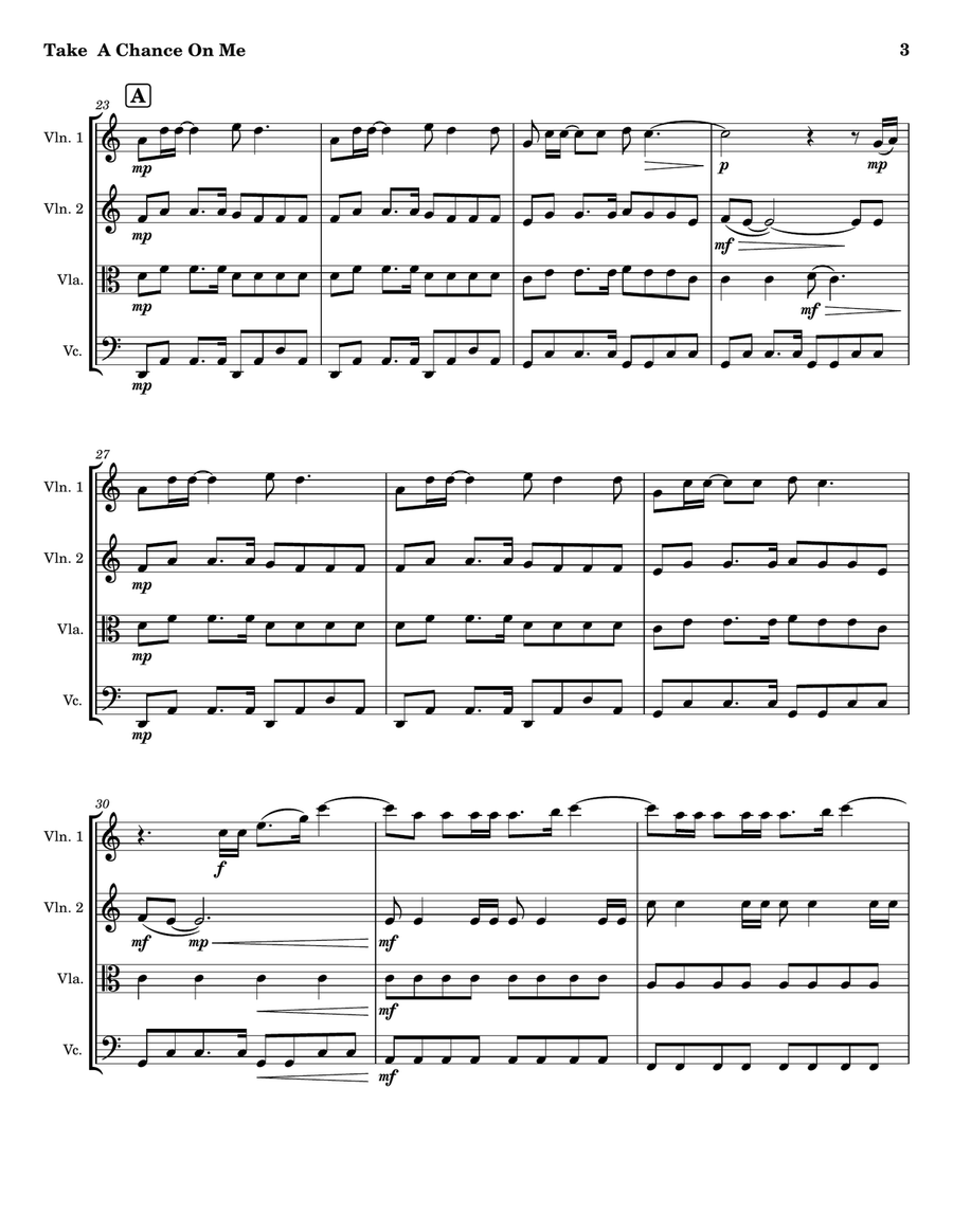 Take A Chance On Me String Quartet scores gallery preview page 3