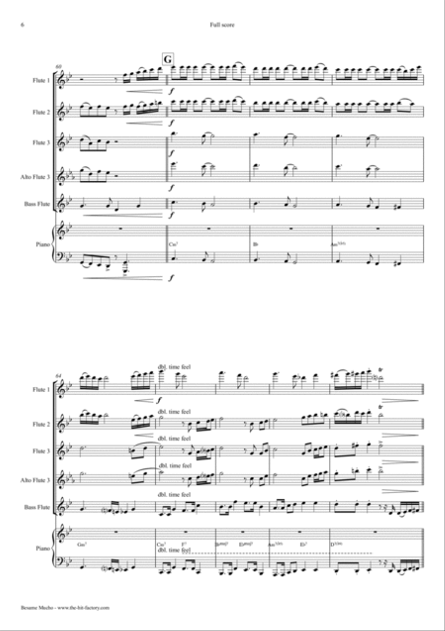 Bésame Mucho (kiss Me Much) Flute Quartet scores gallery preview page 6