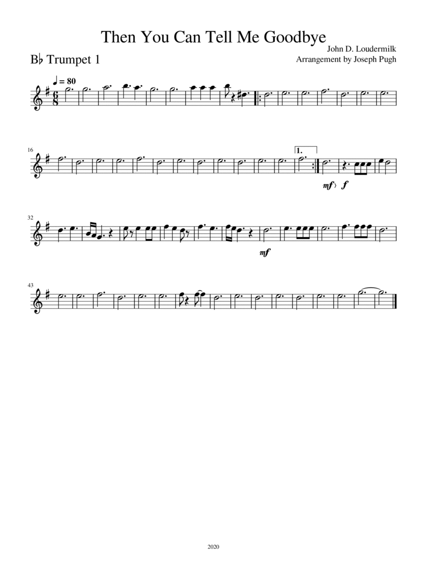 Then You Can Tell Me Goodbye Brass Ensemble scores gallery preview page 1