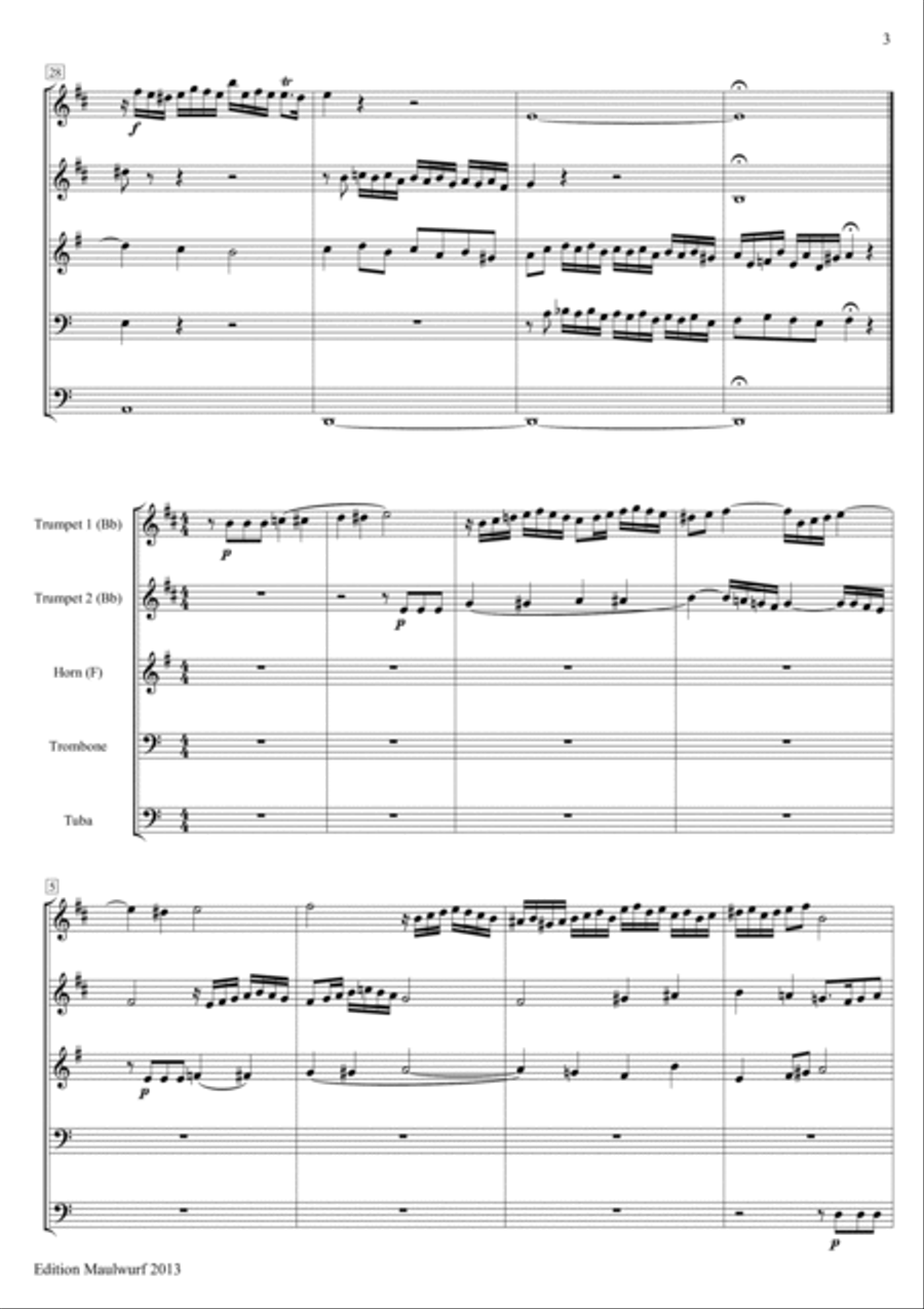 Pachelbel 2 Fugues Brass Quintet scores gallery preview page 3