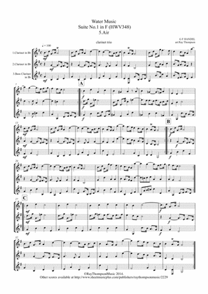 Handel: 5.Air from Suite No. 1 in F (HWW348) "The Water Music" ( Wassermusik) - clarinet trio