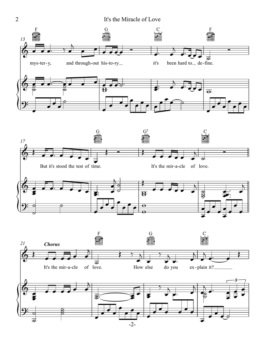 It's The Miracle Of Love It's The Miracle Of Love Piano, Vocal scores gallery preview page 2
