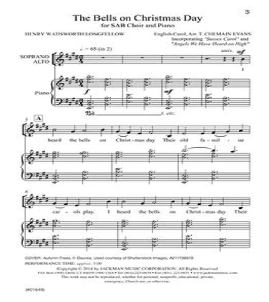 The Bells on Christmas Day - SAB 3-Part scores gallery preview page 2