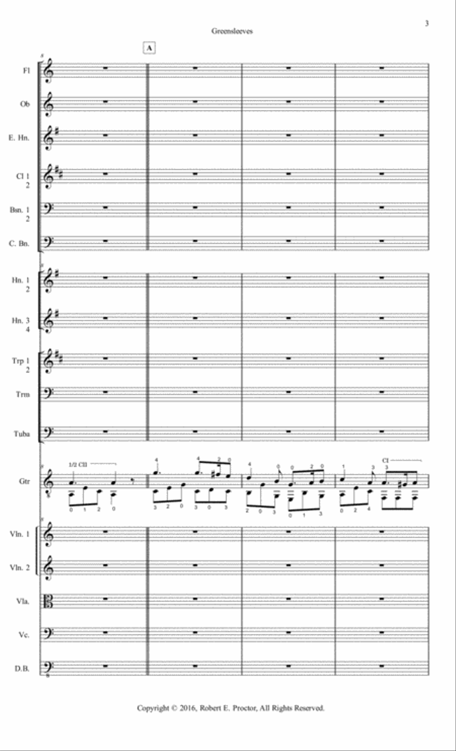 Greensleeves for Guitar and Orchestra Full Orchestra scores gallery preview page 4