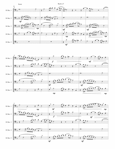 Mozart Kyrie canon a 5 arranged for 5 bass recorders image number null