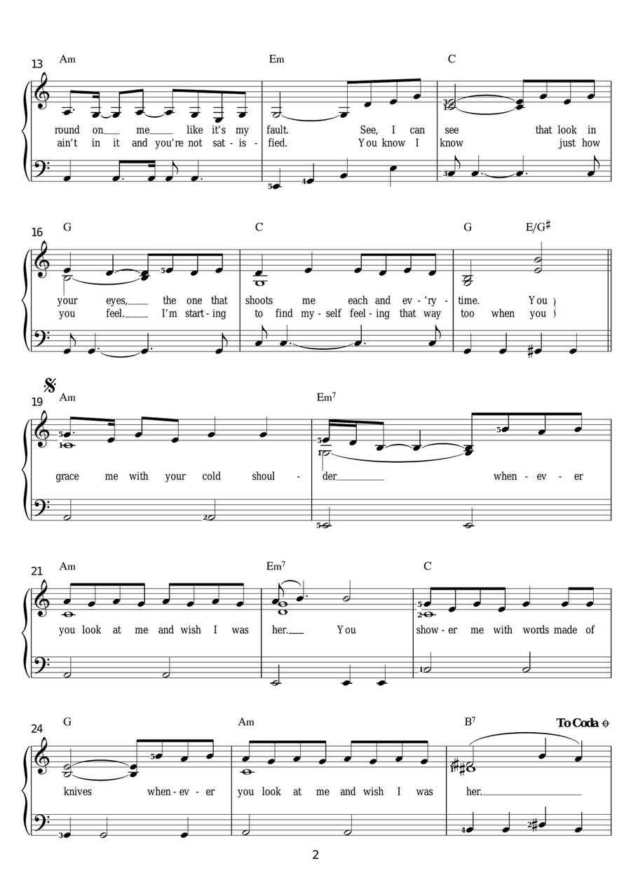 Cold Shoulder Piano, Vocal scores gallery preview page 2