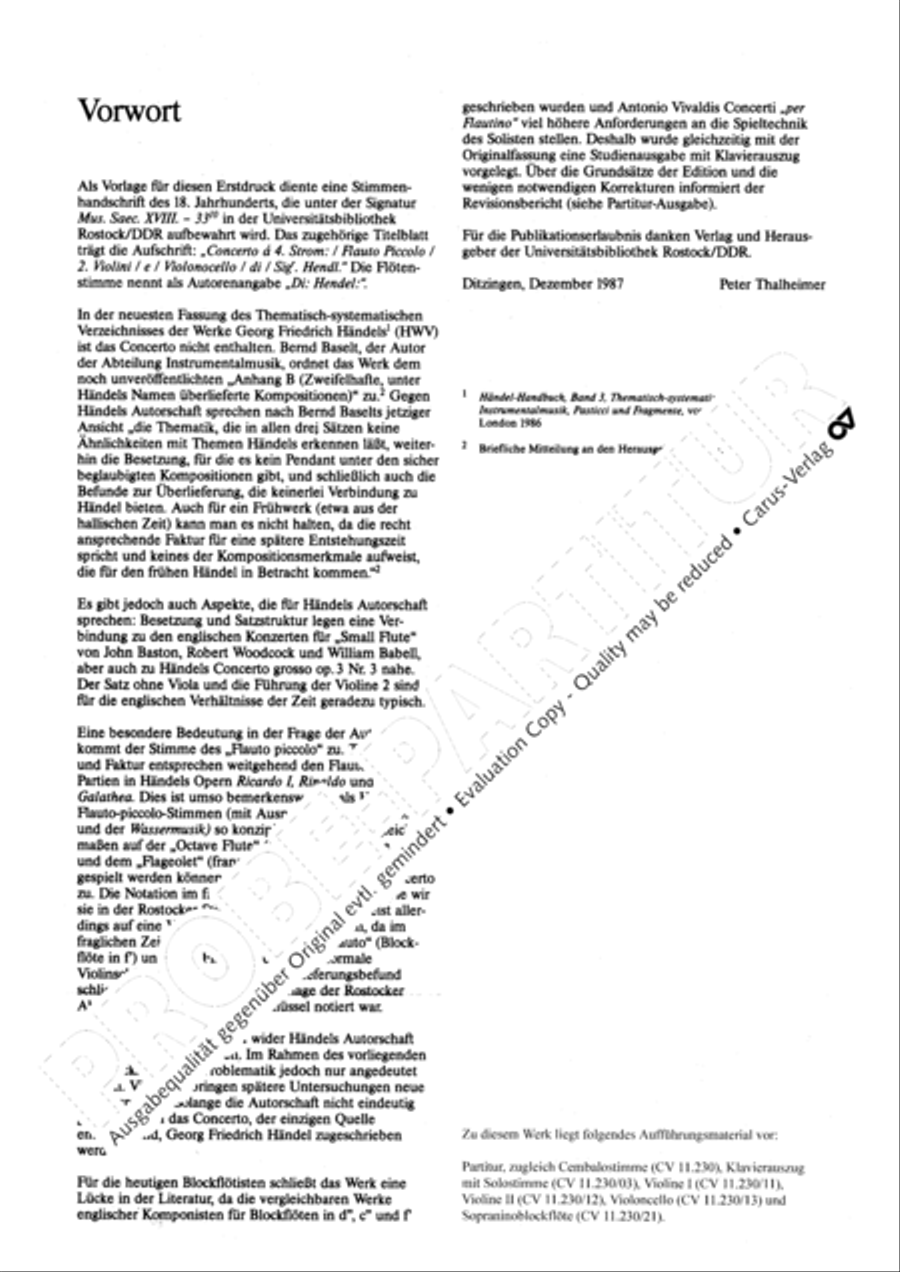 Concerto in B flat major Recorder scores gallery preview page 3