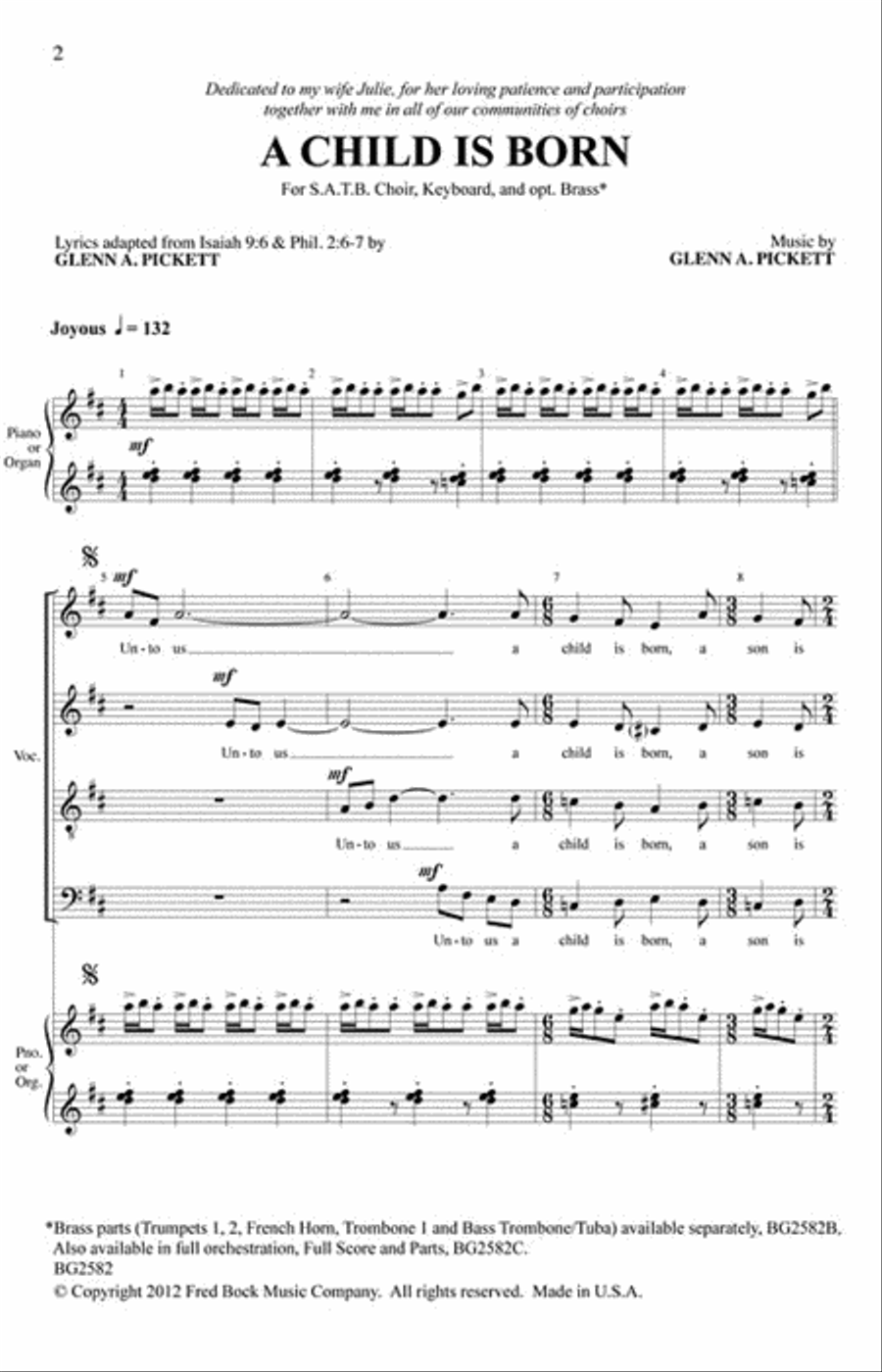 A Child Is Born 4-Part scores gallery preview page 2