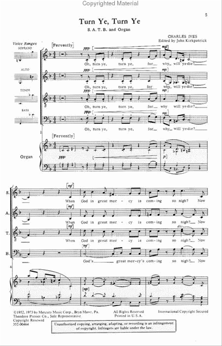 Turn Ye, Turn Ye 4-Part scores gallery preview page 2