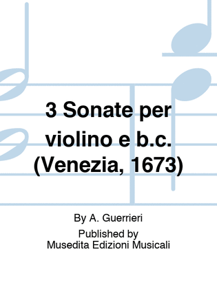 Book cover for 3 Sonate per violino e b.c. (Venezia, 1673)